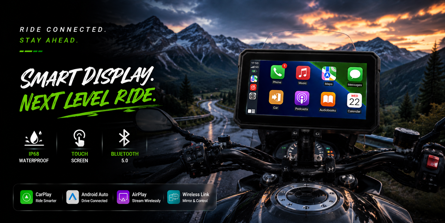 Motorcycle Smart Display with Apple CarPlay & Android Auto